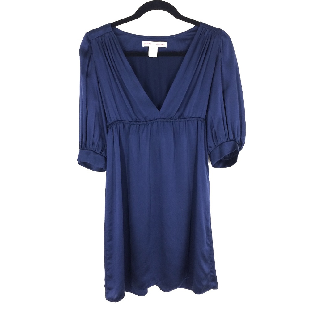 Amanda Uprichard 100% Silk Navy Peasant Dress